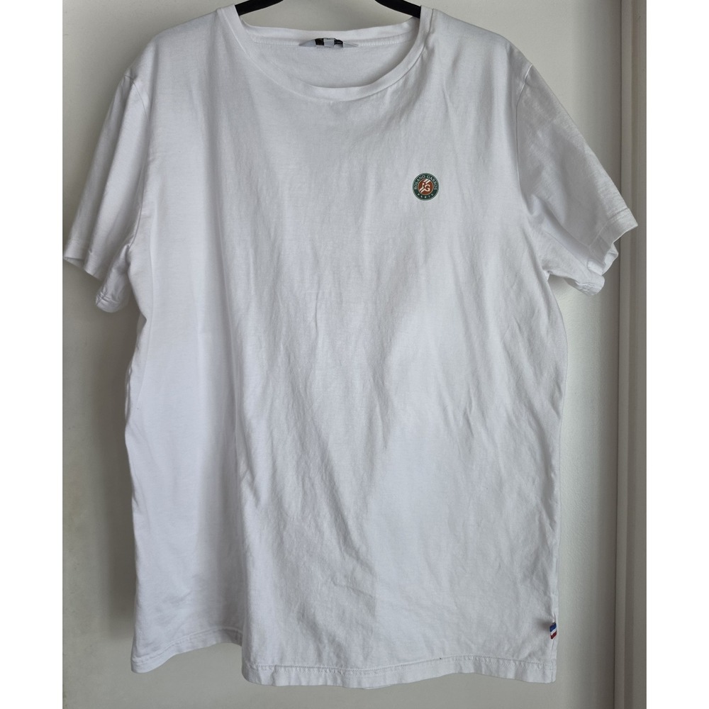 Roland Garros Men's XL White Short Sleeve T-Shirt Made in France Tennis Tee